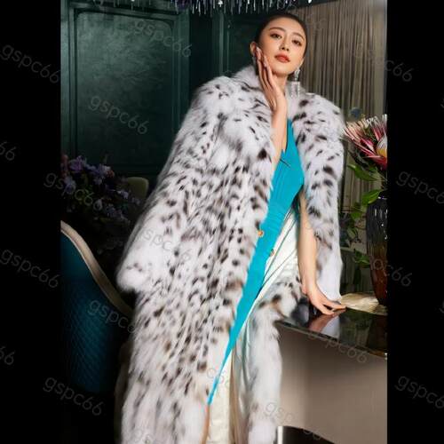进口美国斑点猫皮草大衣lynx明星