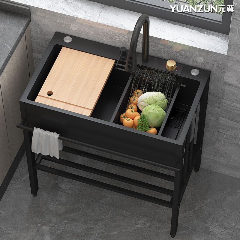 家用厨房不锈钢水槽洗菜盆阳台单槽水池一体落地式洗碗池带支架子,家装主材,水槽套餐,淘宝优惠券,粉丝福利购,淘宝优惠卷