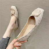 时尚 软底平底单鞋 方头浅口大码 2025年新款 鞋 子女瓢鞋 女仙女豆豆鞋