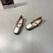 新款 法式 晚风方头浅口平底玛丽珍鞋 2026春季 女一字带百搭配裙单鞋