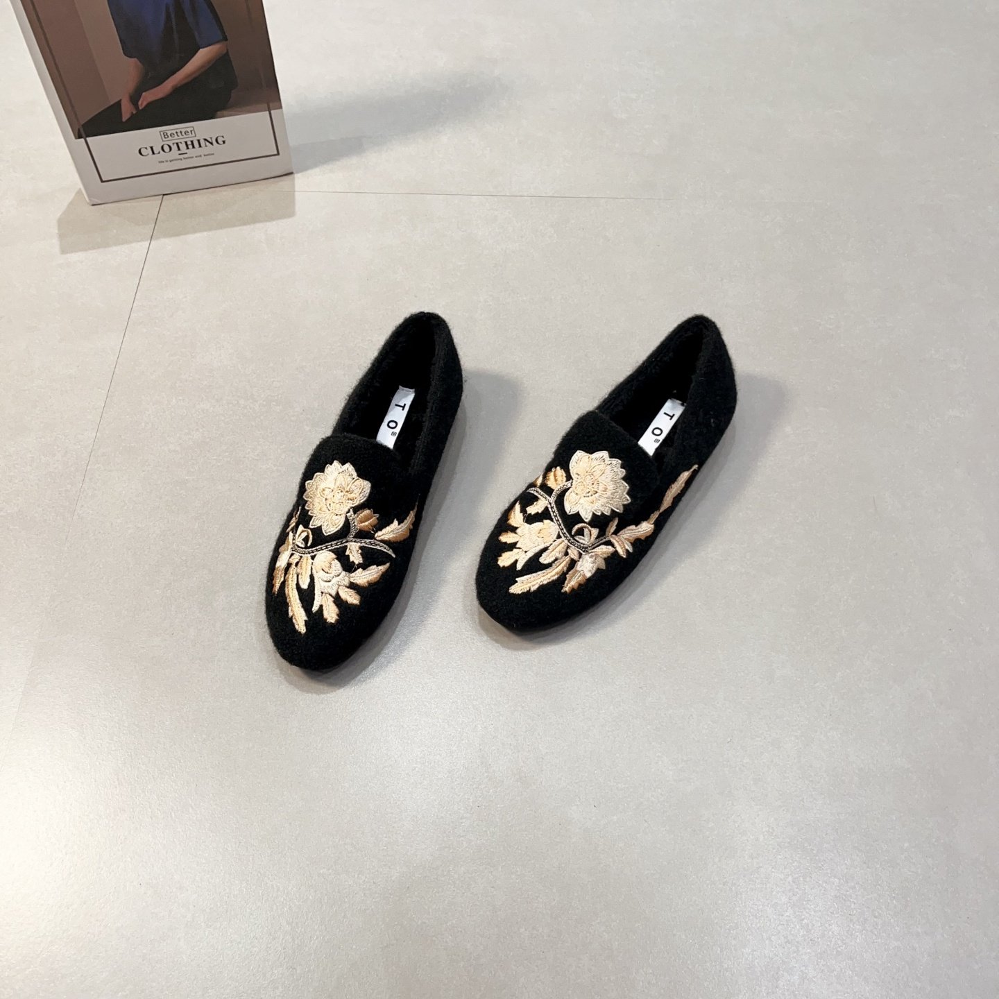 复古风刺绣花毛呢子软底豆豆鞋女2025新款秋冬季一脚蹬加绒毛毛鞋,女鞋,浅口单鞋,淘宝优惠券,粉丝福利购,淘宝优惠卷