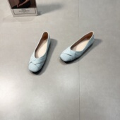 浅口豆豆鞋 2026春季 百搭牛仔布面方头平底单鞋 女软底大码 新款 时尚