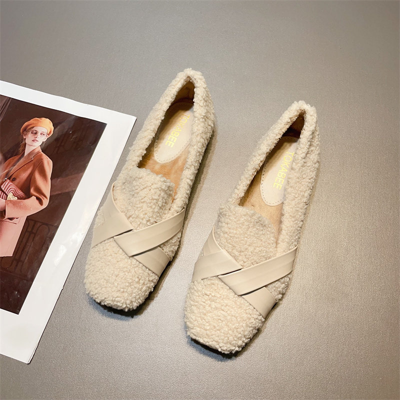 毛毛鞋女秋冬外穿2025新款温柔鞋子女单鞋豆豆鞋加绒孕妇保暖棉鞋,女鞋,乐福鞋（豆豆鞋）,淘宝优惠券,粉丝福利购,淘宝优惠卷