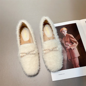 穆勒鞋 外穿毛毛鞋 女鞋 网红仙女风加绒豆豆鞋 子2025新款 秋冬季 棉鞋