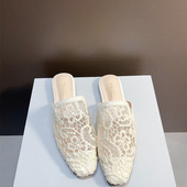 包头半拖鞋 法式 穆勒鞋 新中式 仙女风蕾丝网纱透气凉拖2026春夏新款