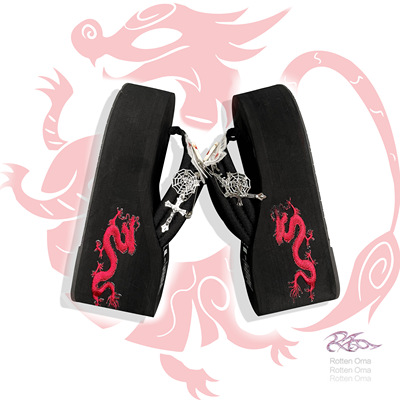 rottenoma原创龙纹亚妹厚底拖鞋