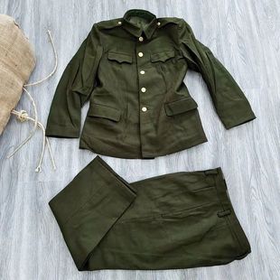 呢子服男士冬季绿色毛呢长袖外套中山装西服