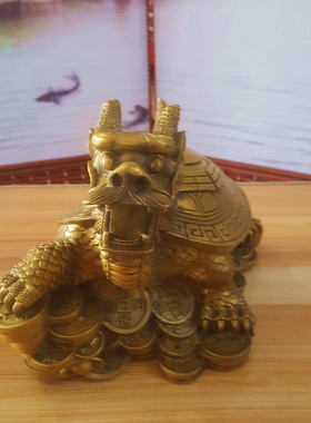 纯铜龙龟摆件纯铜金钱龟纯铜母子龙头龟铜器铜龟八龙铜家居摆件