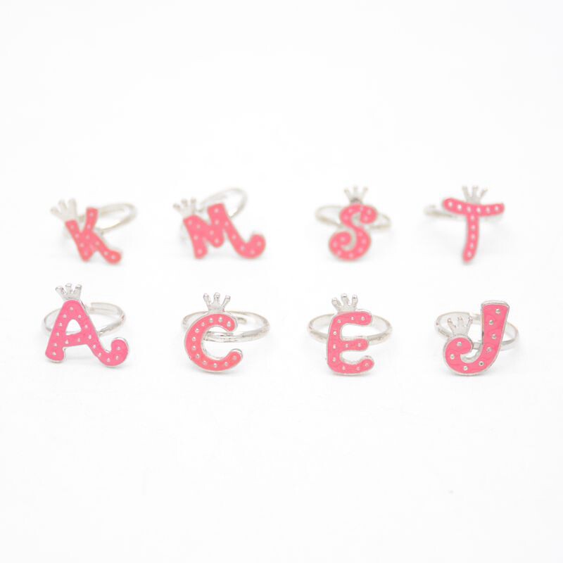 Initial Charm Enamel Ring: Your Chic Pinky/Knuckle Statement - Main product image from Taobao