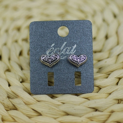 银色心形欧美风质感stud耳钉