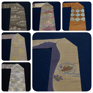 中古正绢西阵织日式和服名古屋带手工腰带金澜真丝DIY面料