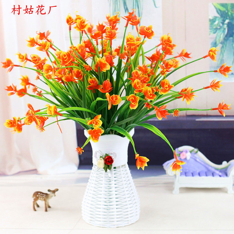 假花盆栽客厅摆设餐桌花娟花冰箱上的茶几摆件塑胶花装饰仿真花束