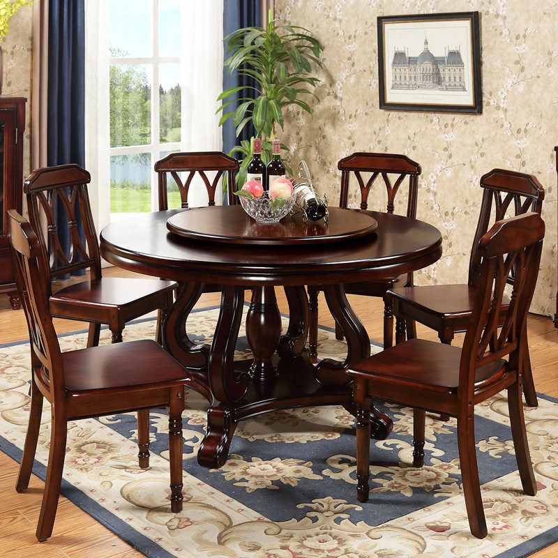 北欧餐桌椅一套复古款全实木餐桌圆形6人8人简易轻奢餐厅橡木家具在类目 住宅家具, 桌类, 餐桌中 - 来自Buy2taobao.com提供专业的淘宝代购服务