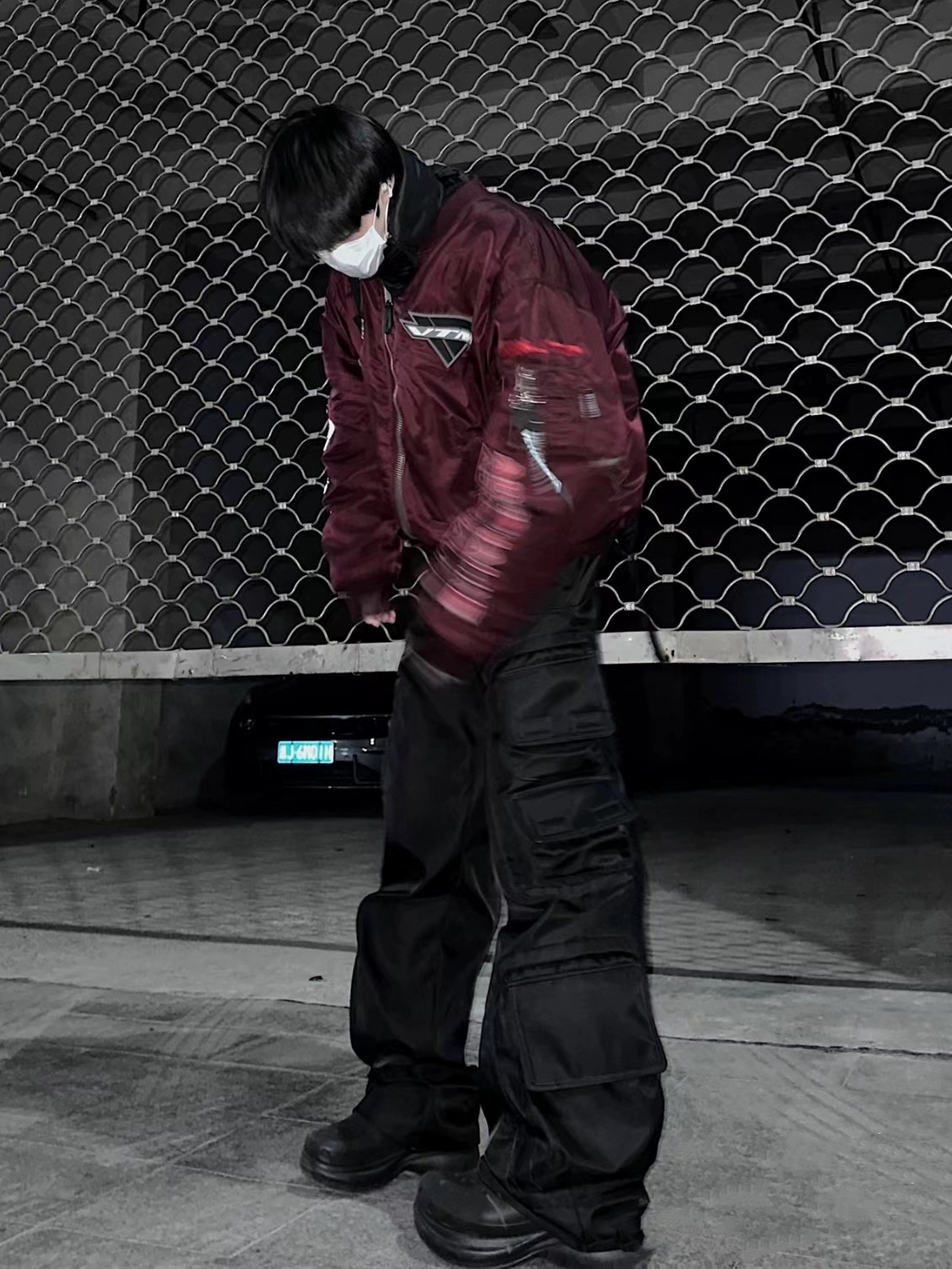 thumbnail for VTM Show 22FW Show Alpha Red Black Racing Suit Warm Air Force Jacket Bomber Fall Winter