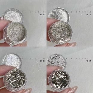 新品纯银系列超闪细粉银箔碎钻粉进口魔镜粉散粉细山0.5克