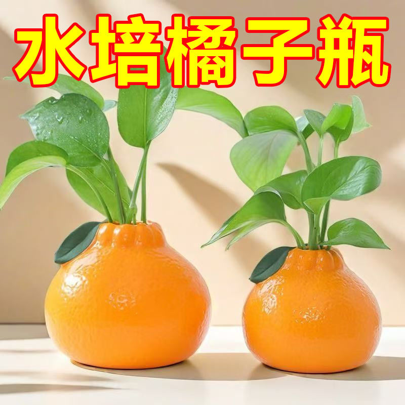 现代简约塑料橘子造型水培花瓶