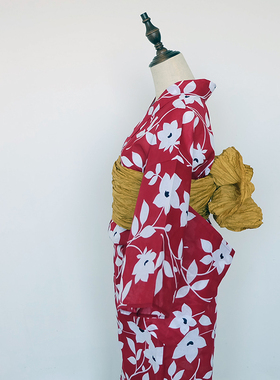 出口日本yukata 夏季全棉浴衣和服单品 不退不换 传统花柄系 桔梗