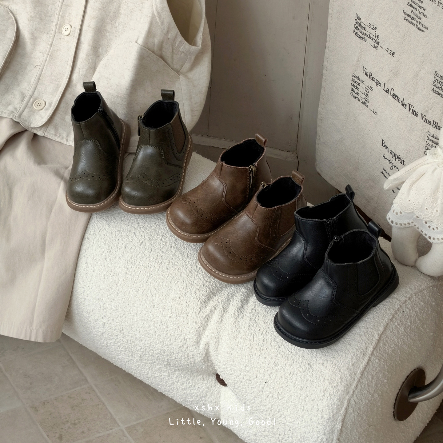 儿童英伦风软底时装短靴新款秋冬女童加绒二棉切尔西靴男童马丁靴