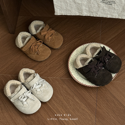 儿童英伦风软底时装加绒二棉勃肯鞋新款秋冬男女童韩版保暖皮鞋潮