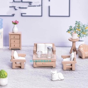 微缩场景仿真沙发复古家具树脂小摆件迷你床桌子柜子水杯桌面模型