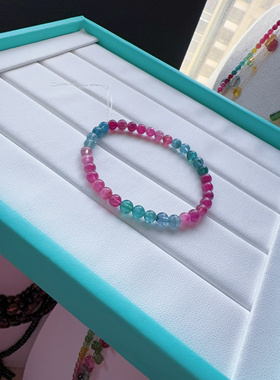 纯天然碧玺手链 红蓝色系碧玺 天然彩虹碧玺手链项链