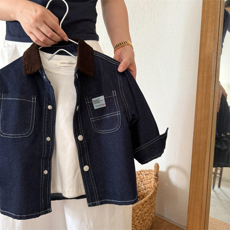 儿童衬衫宝宝牛仔衬衣外套