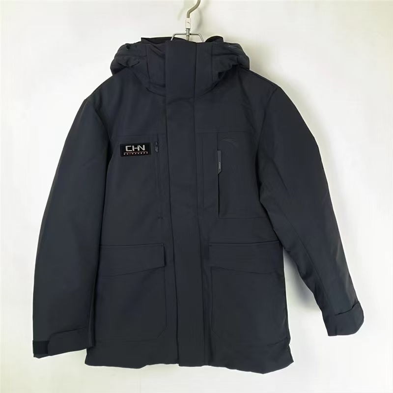 安踏羽绒服男款连帽保暖中长款