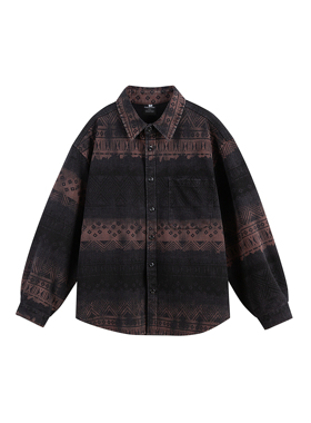 mayuEnjoy 2025秋季新品小众百搭水洗提花衬衫渐变宽松情侣外套