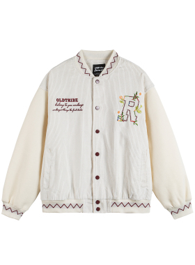 OLDTRIBE 秋季新款花卉刺绣灯芯绒情侣夹克设计感国潮街头棒球服