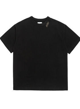 GAYR 夏季日系300克重磅刺绣简约圆领短袖T恤宽松百搭纯棉休闲衫