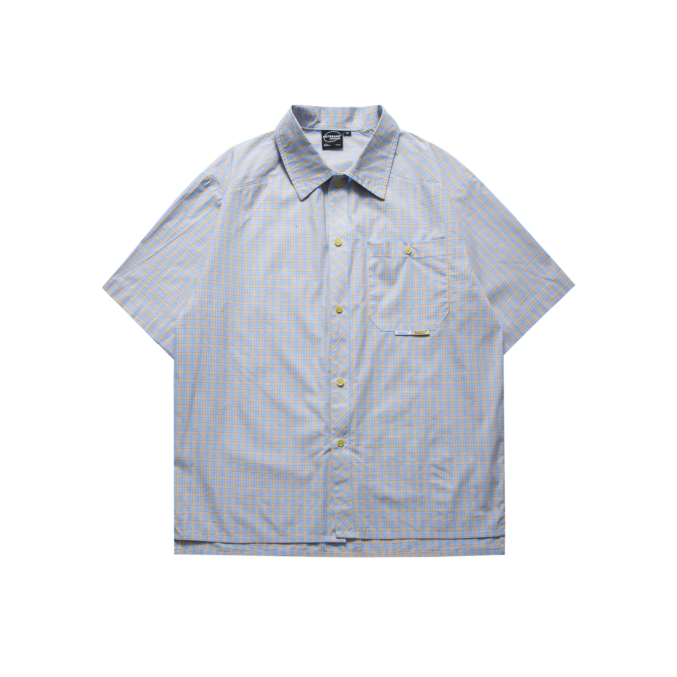 NOTBRANDLAB 2025夏季复古基础格子短袖衬衫廓形通勤设计感衬衣