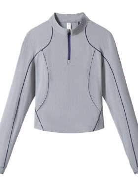 BLACK ARMADA 山系户外辣妹紧身短款运动长T半拉链拼色抗菌上衣