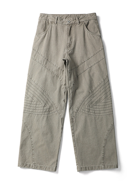 BLACK ARMADA 美式复古拼接设计感水洗重磅工装裤高街直筒休闲裤