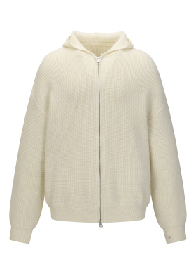 BLAZECLO ，美式休闲纯色三色连帽针织开衫华夫格气质设计感毛衣