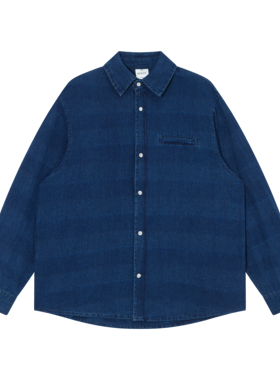 BSAPA 复古色织定染日系秋装衬衫潮流男女宽松阔版落肩袖情侣衬衣