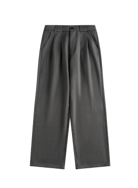 REFUSELOW 春季款立体褶位直筒西裤重磅坠感纯色宽松百搭休闲长裤