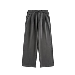 REFUSELOW 春季款立体褶位直筒西裤重磅坠感纯色宽松百搭休闲长裤