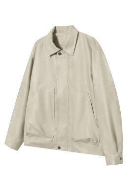 BLAZECLO 2025秋冬复古双拉链做旧大口袋翻领PU机车皮衣潮牌夹克