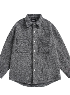 MAOQIAOYI 冬季高级绒感棉服美式潮牌翻领休闲设计感雪绒织境夹克