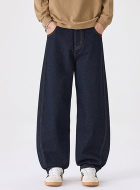 BLACK ARMADA 美式复古水洗直筒牛仔工装裤痞帅阔腿百搭弯刀裤