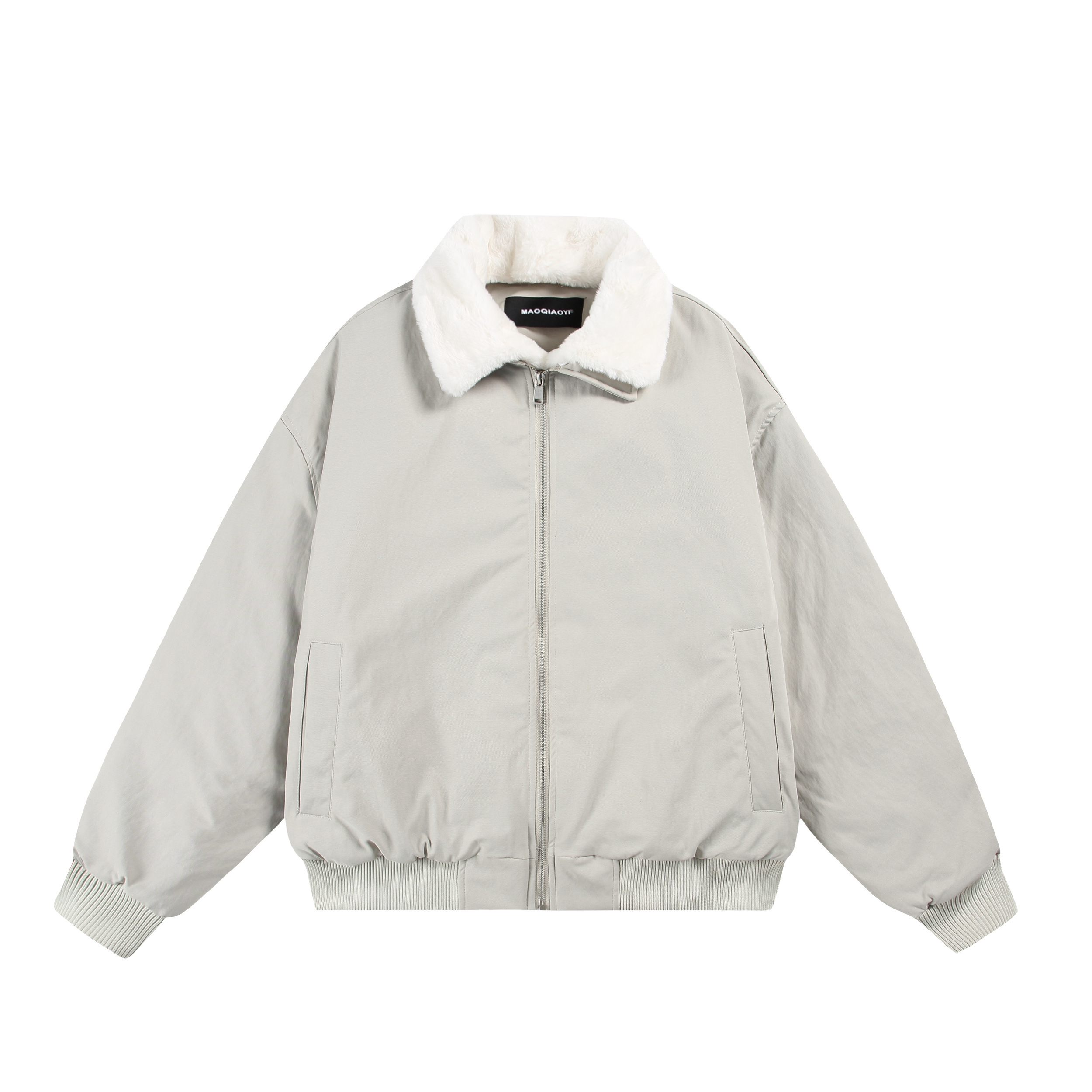 MAOQIAOYI 美式复古可拆卸毛领棉服夹克宽松bf风加厚男女同款外套