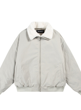 MAOQIAOYI 美式复古可拆卸毛领棉服夹克宽松bf风加厚男女同款外套