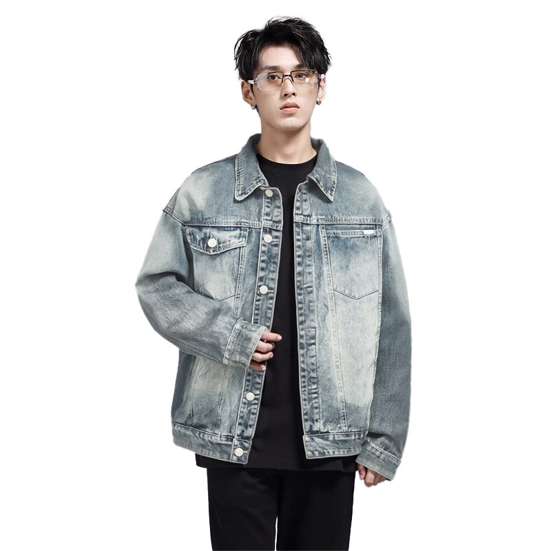 FEAROM 2025春季水洗做旧基础百搭渐变牛仔外套男女同款休闲夹克