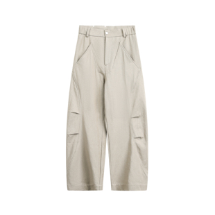 DEVILRAY 秋季美式街头百搭直筒休闲工装裤纯色拼接弯刀裤