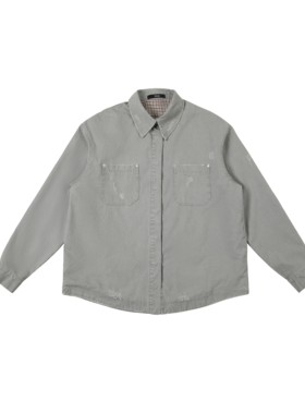 EPICURUS 美式复古街头做旧磨破工装衬衫宽松百搭休闲纯色上衣