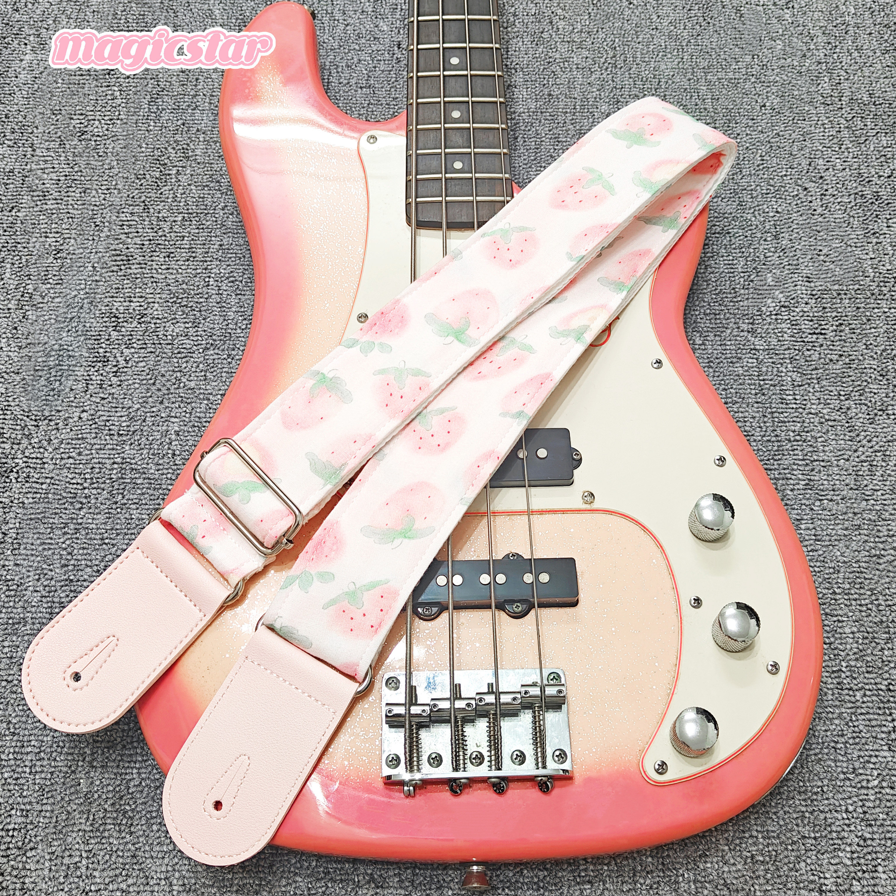 粉色草莓可爱软萌新年生日礼物电木吉他贝斯尤克里里背带摇滚民谣,乐器/吉他/钢琴/配件,吉他背带,淘宝优惠券,粉丝福利购,淘宝优惠卷