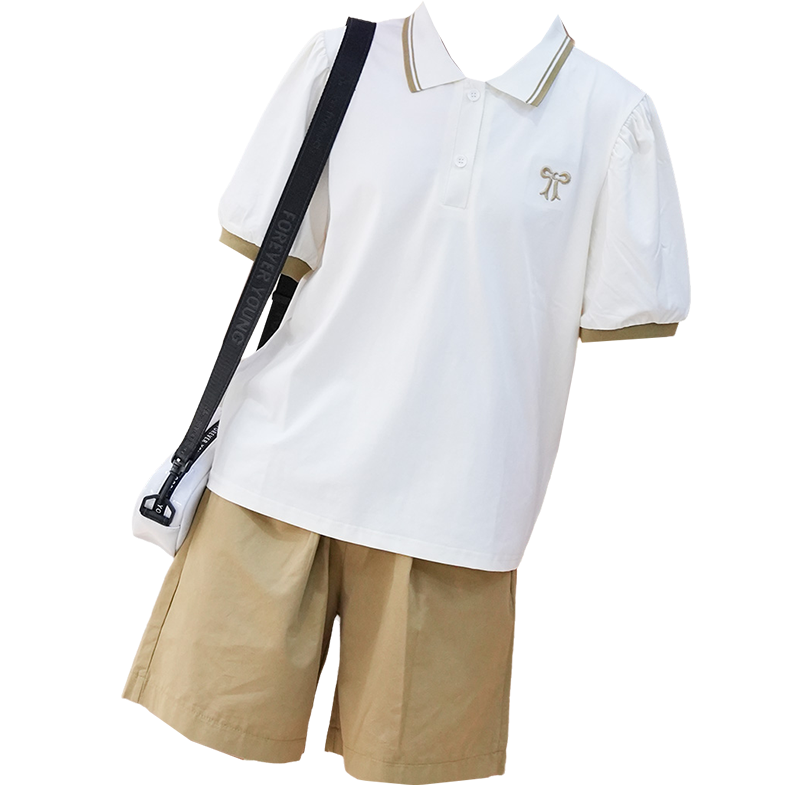 女童夏季套裝2025夏裝新款洋氣時(shí)髦學(xué)生中大童polo衫短褲兩件套夏