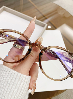 2024小红书同款圆形TR复古平光镜轻巧文艺女学生近视镜框架11218