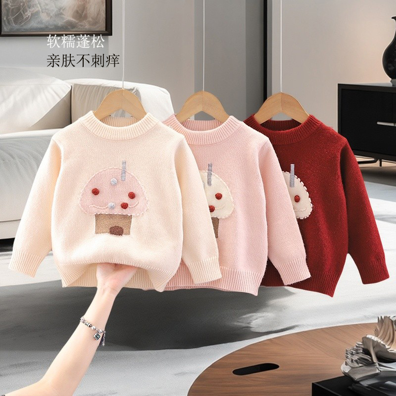 女孩套头毛衣小童时尚保暖针织衫