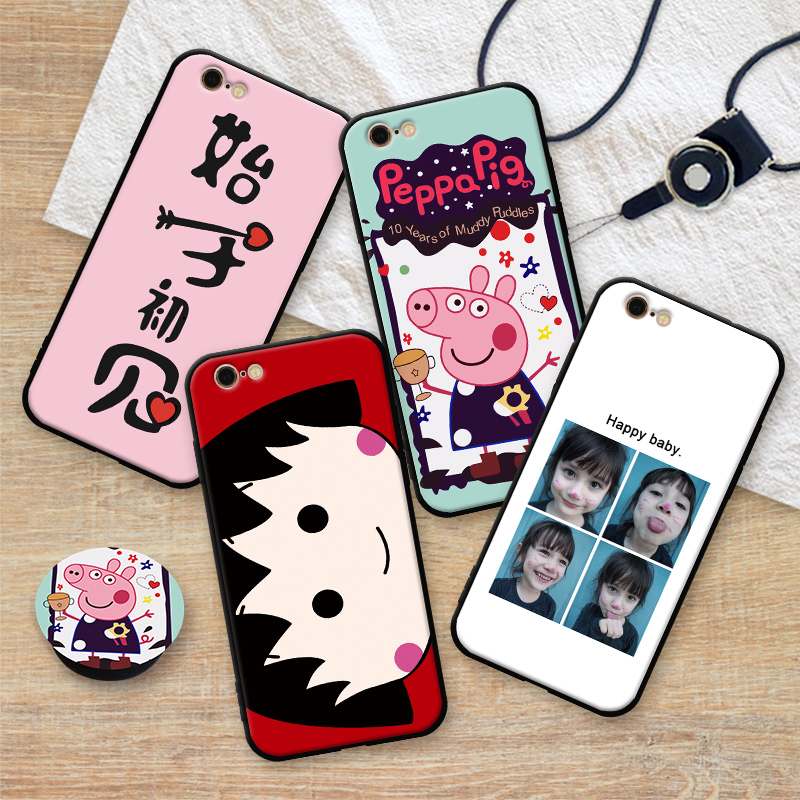 iPhone6plus苹果6p手机壳可挂脖子吊绳A1699网红气囊支架A1524可爱卡通6plus保护套带挂绳防摔5.5寸个性男女
